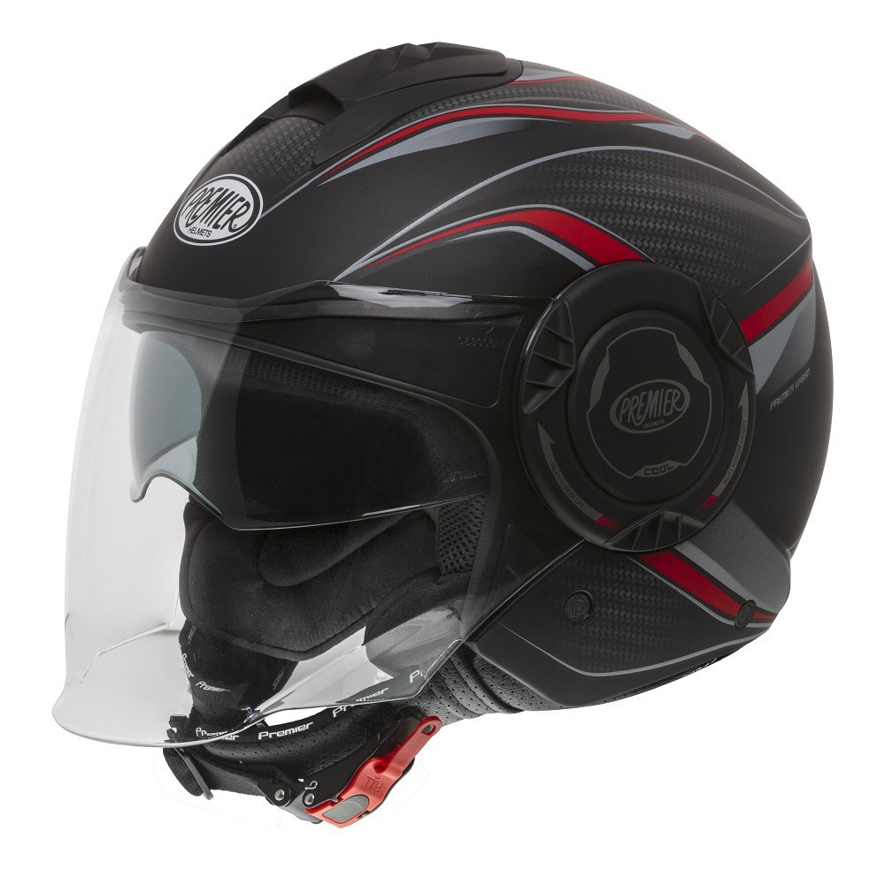 Casco jet PREMIER COOL TX9 black matt red helmet