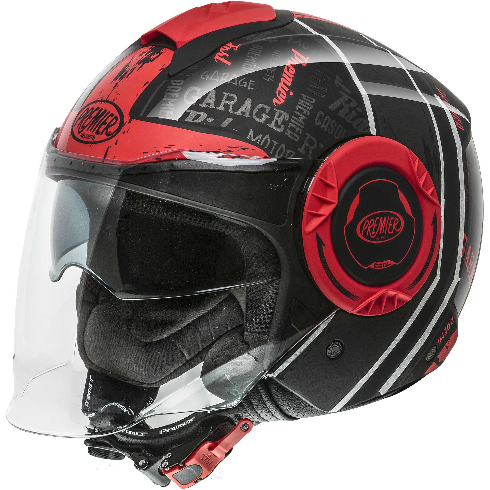 Casco jet PREMIER COOL RD92 black red helmet