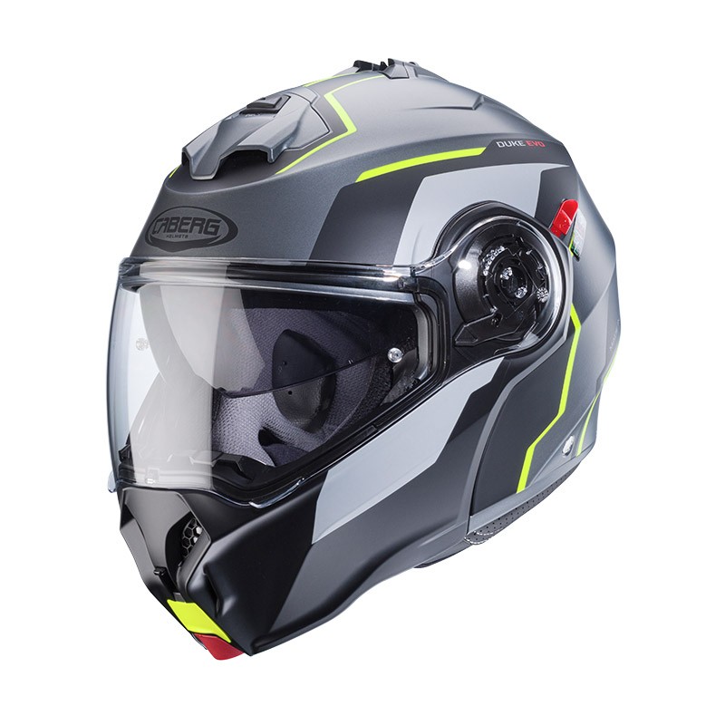 Casco modulare apribile moto Caberg Duke EVO MOVE giallo yellow flip-up helmet casque