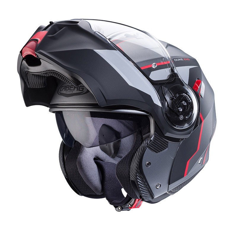 Caberg Duke EVO MOVE gunmetal rosso red flip-up helmet casque