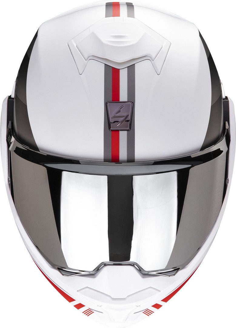 Scorpion EXO-TECH EVO GENRE MATT WHITE SILVER RED reversibile doppia omolazione flip up helmet casque