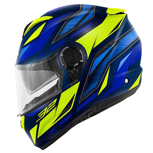 Casco modulare apribile Kappa Kv32 STRONG blu opaco giallo yellow matt flip up Helmet