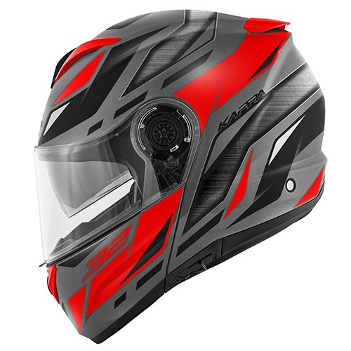 Casco modulare apribile Kappa Kv32 STRONG titanio rosso red flip up Helmet