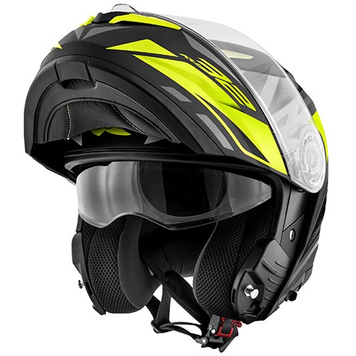 Casco modulare apribile Kappa Kv32 STRONG nero opaco giallo matt black yellow flip up Helmet