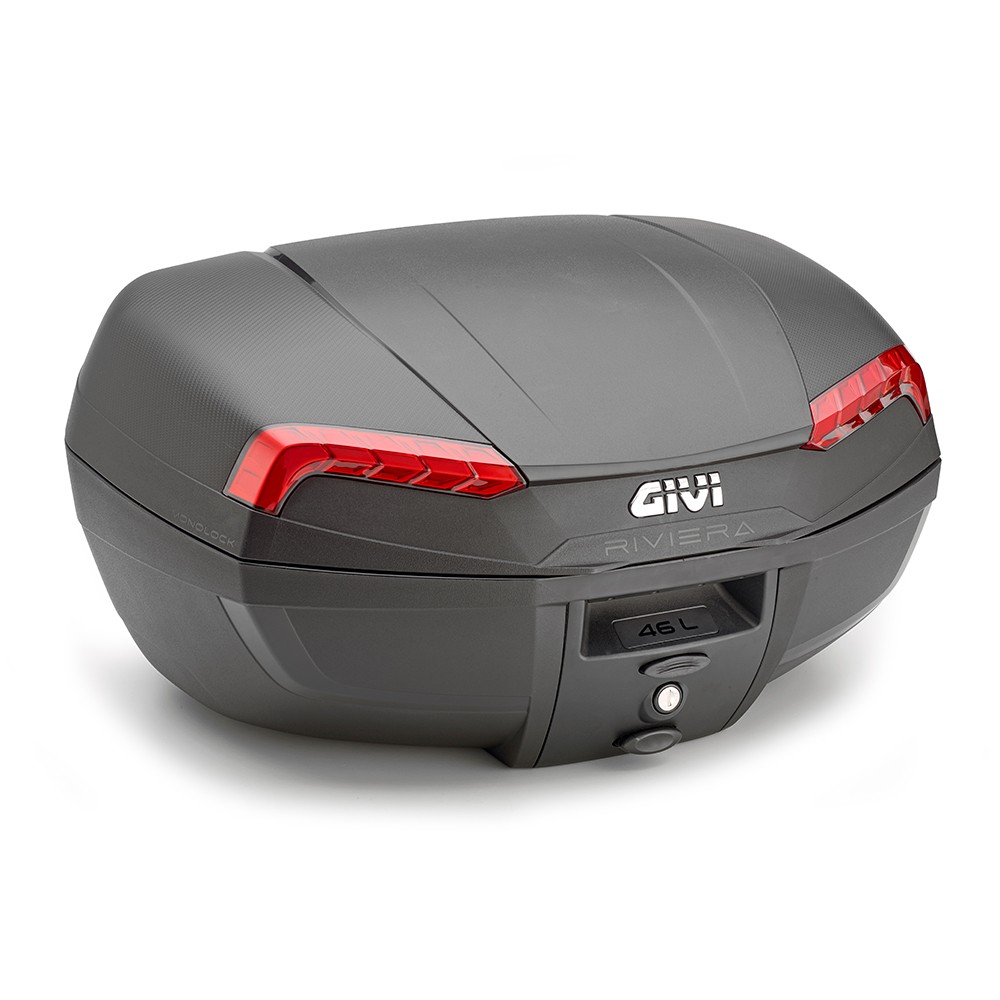 Valigia Bauletto Givi E46N Riviera monolock 46 lt nero con catadiottri rossi comprensivo di piastra e kit universale top case