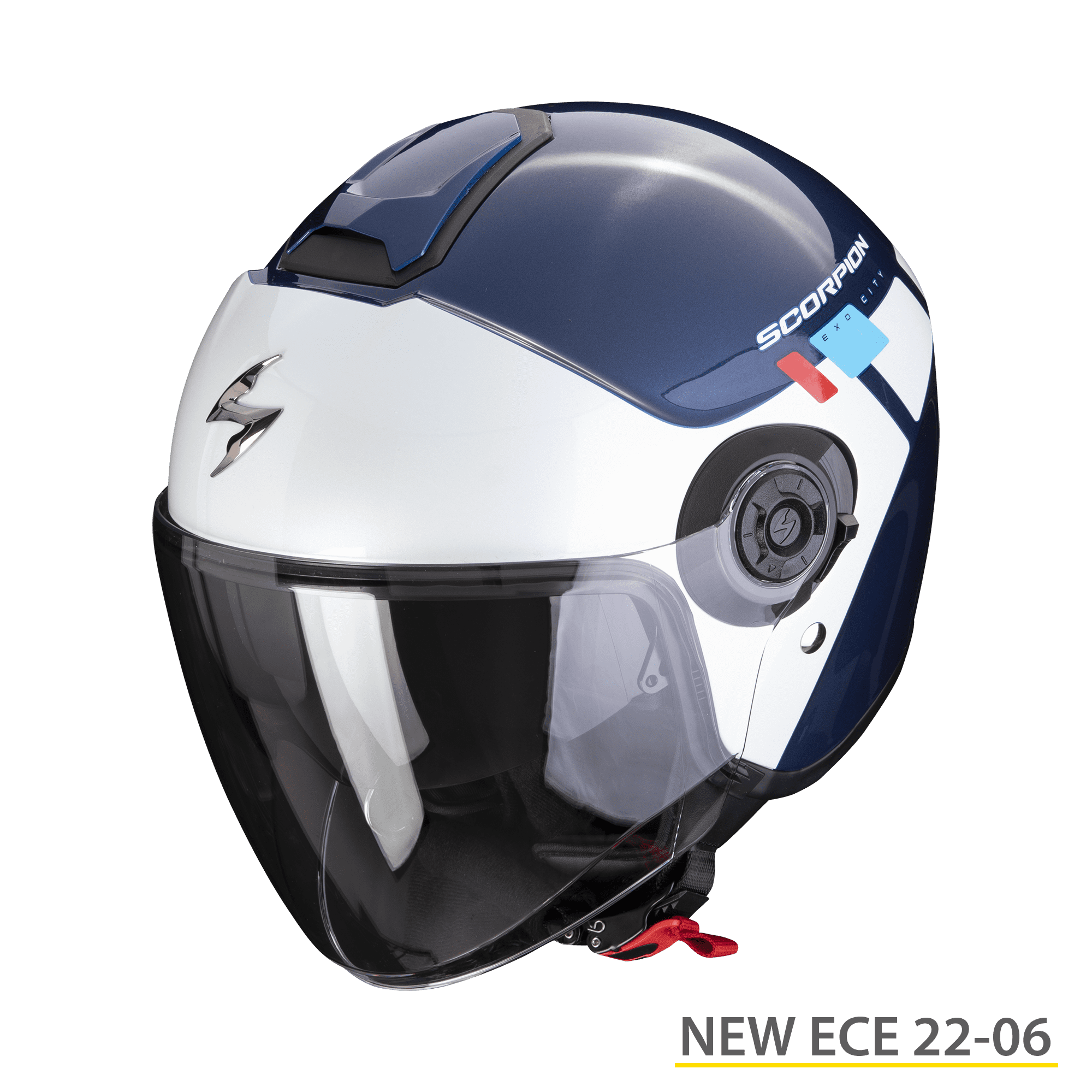 Casco jet Scorpion Exo City II Mall bianco blu white helmet casque