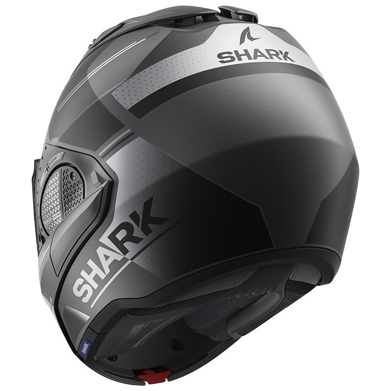 Casco modulare apribile reversibile moto Shark Evo GT TEKLINE NERO OPACO ARGENTO BLACK MATT SILVER flip back helmet casque