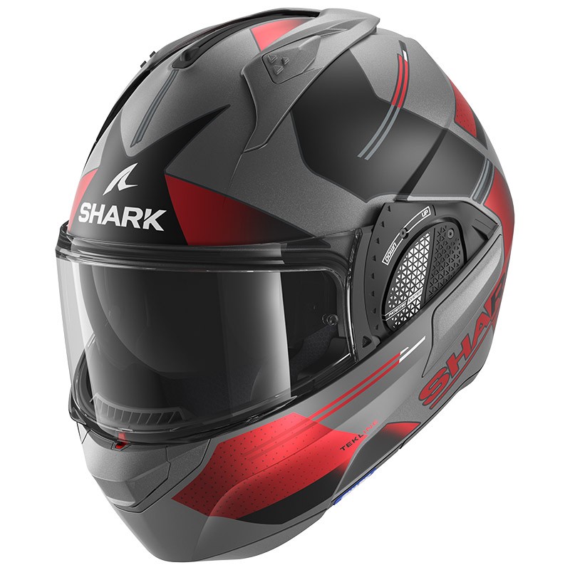 Casco modulare Shark EVO GT TEKLINE GREY MATT RED helmet casque