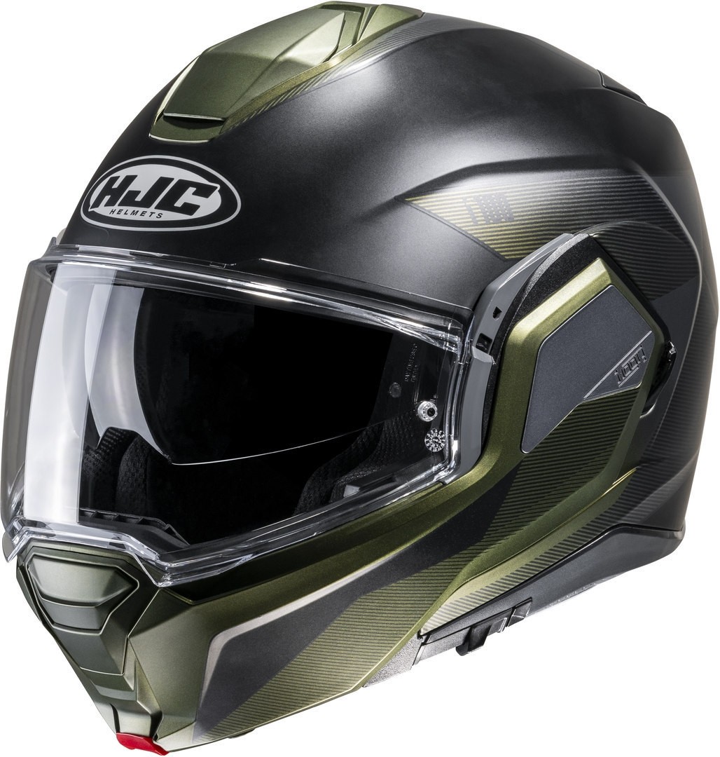 Casco modulare reversibile Hjc I100 BESTON VERDE GREEN flip back reverse helmet casque