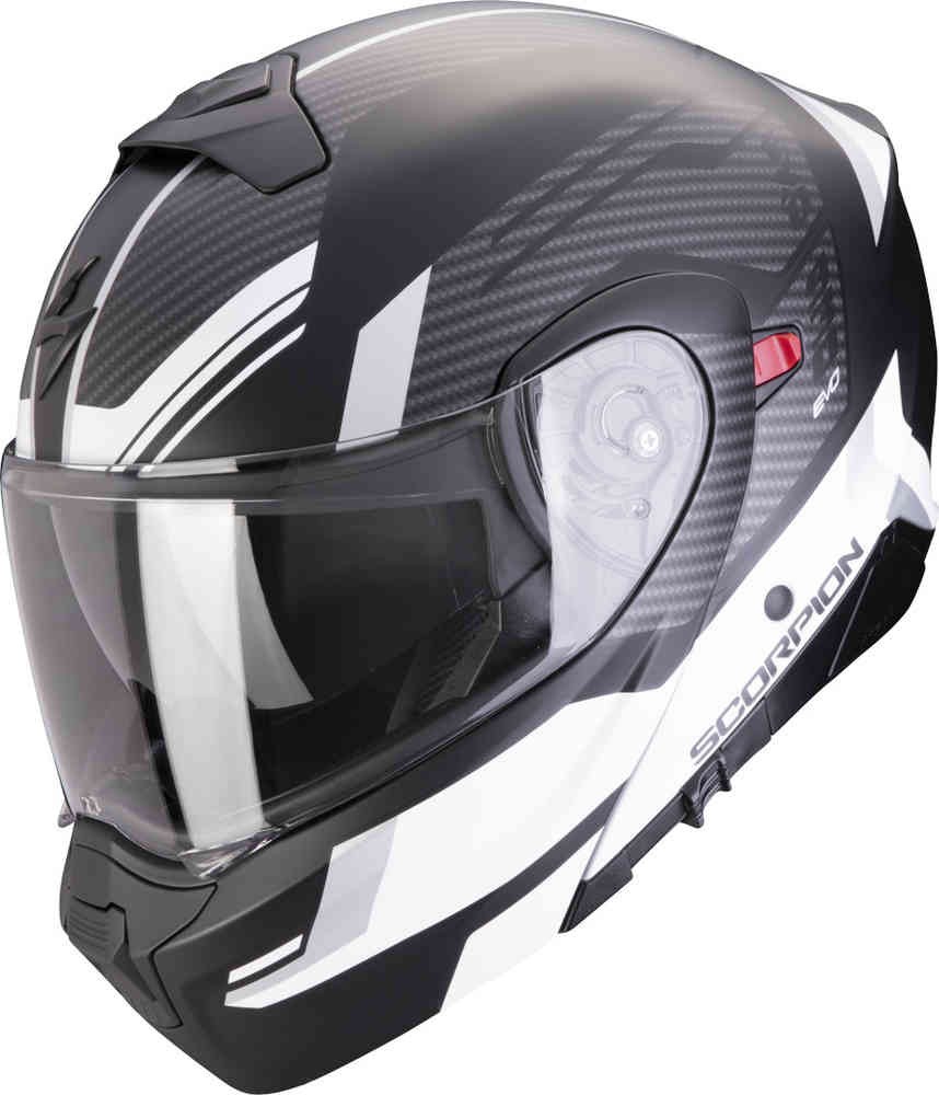 Casco modulare adventure Scorpion EXO 930 EVO Sikon Nero Opaco Argento Bianco helmet casque