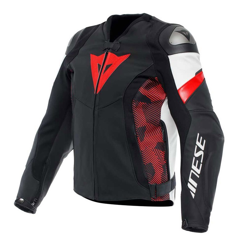 Giacca pelle Dainese AVRO 5 Black red lava white leather jacket