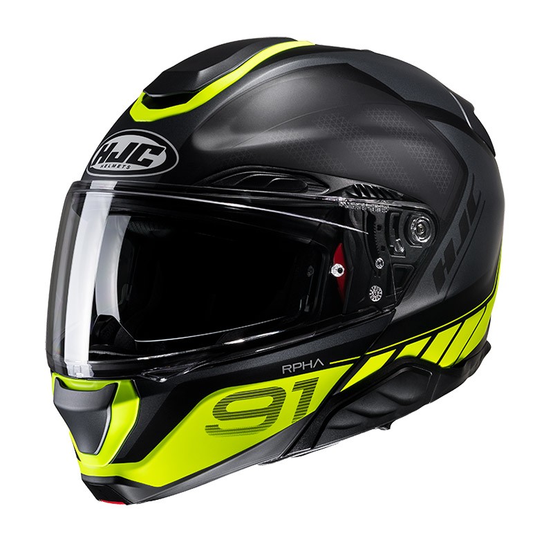 Casco modulare apribile fibra moto Hjc Rpha-91 RAFINO giallo yellow MC3HSF flip up fiber Helmet casque