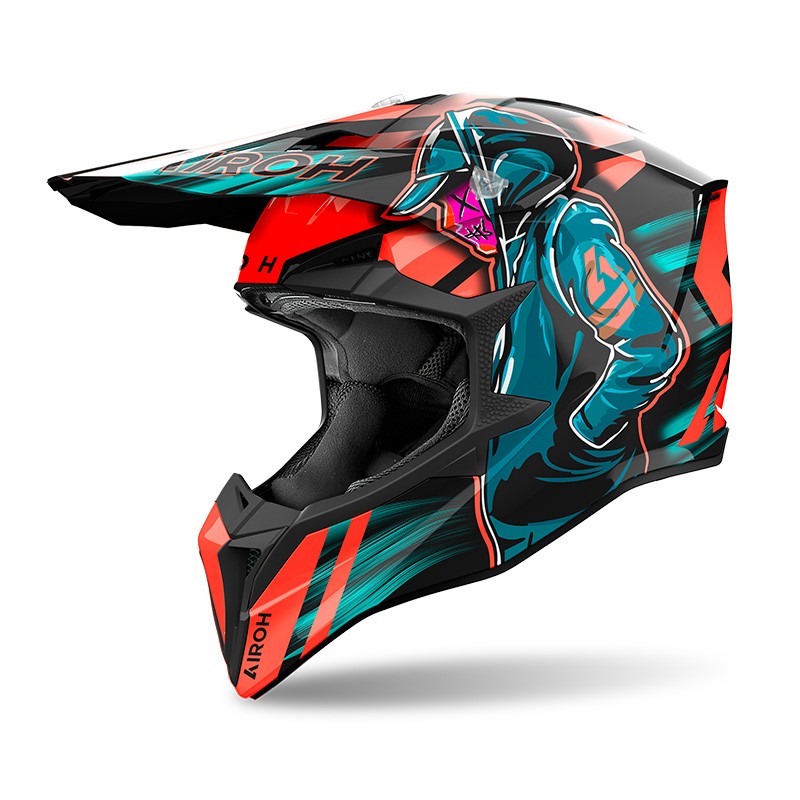 Casco cross Airoh Wraaap Cyber Orange helmet casque