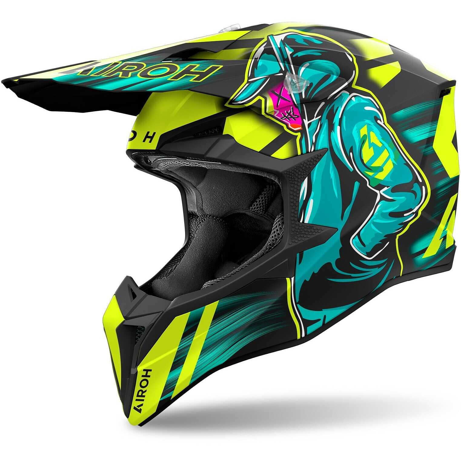 Casco cross Airoh Wraaap Cyber Yellow helmet casque