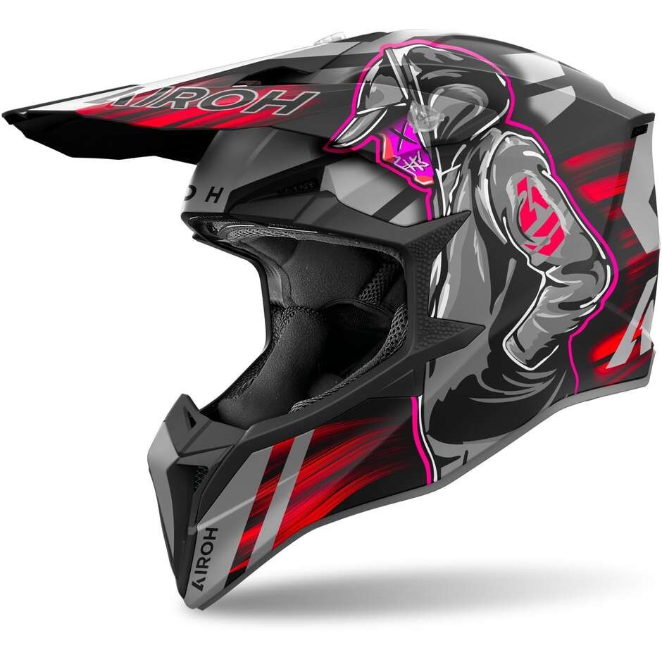 Casco moto cross Airoh Wraaap Cyber Matt Red Rosso helmet casque enduro motard