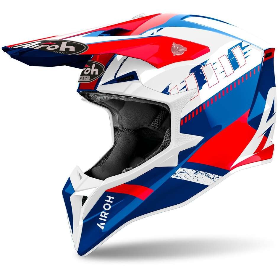 Casco cross Airoh Wraaap Feel Blue Red helmet casque