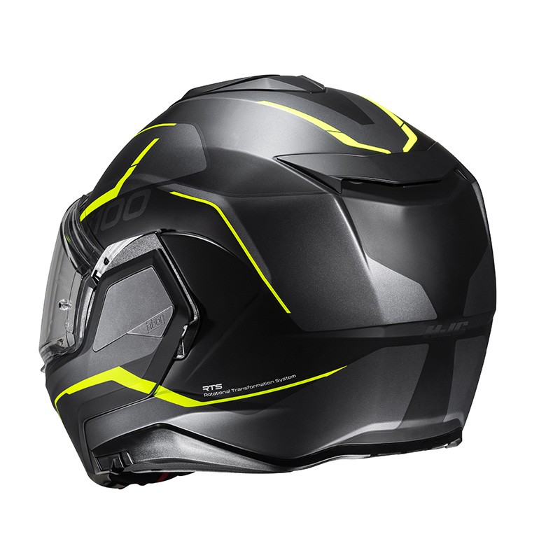 Casco modulare reversibile Hjc I100 LORIX GIALLO YELLOW MC3 flip back reverse helmet casque