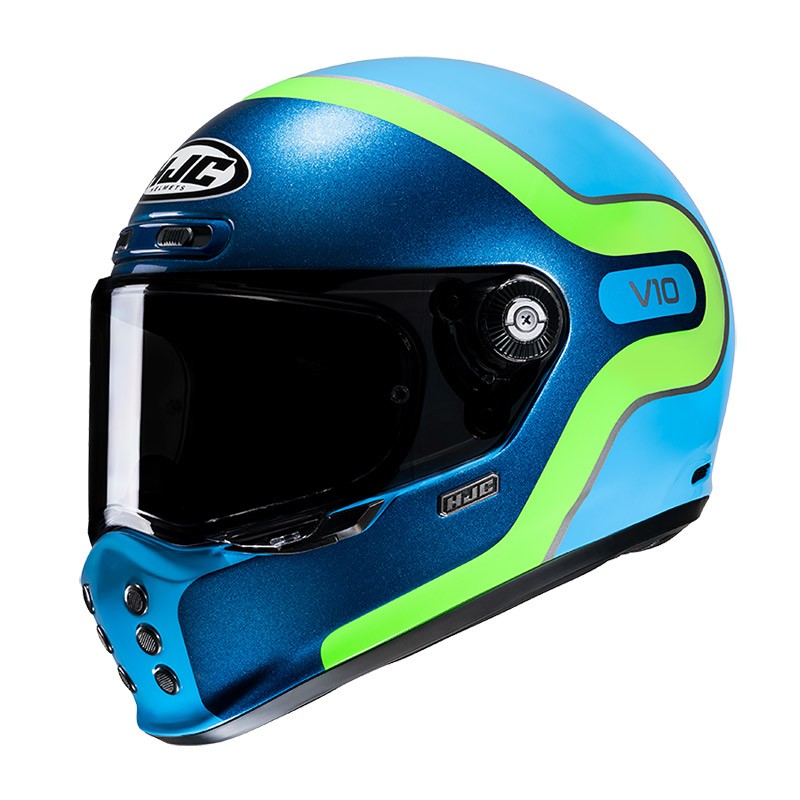 Casco integrale fibra vintage Hjc V10 GRAPE MC24 naked scrambler fiber Helmet casque