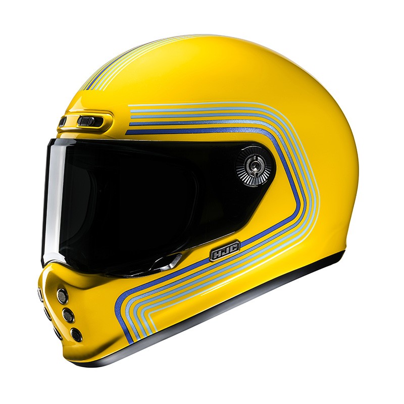 Casco integrale fibra vintage Hjc V10 FONI giallo yellow MC3 naked scrambler fiber Helmet casque
