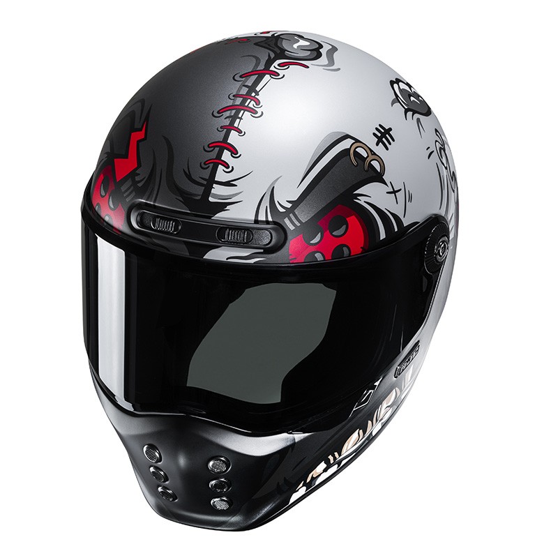 Casco integrale fibra vintage Hjc V10 VATT naked scrambler fiber Helmet casque