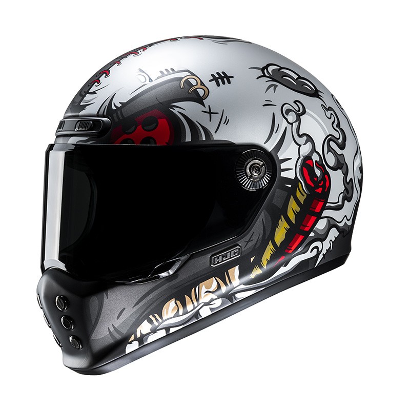Casco integrale fibra vintage Hjc V10 VATT naked scrambler fiber Helmet casque