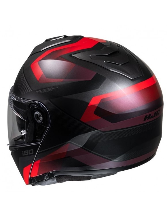 Casco modulare apribile moto Hjc I90 LARK nero rosso MC1 black matt red flip up helmet casque