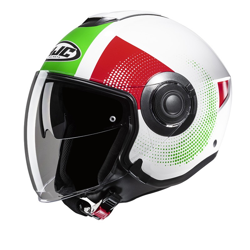 Casco jet Hjc i40N PYLE BIANCO ROSSO VERDE WHITE RED GREEN MC41 Helmet casque