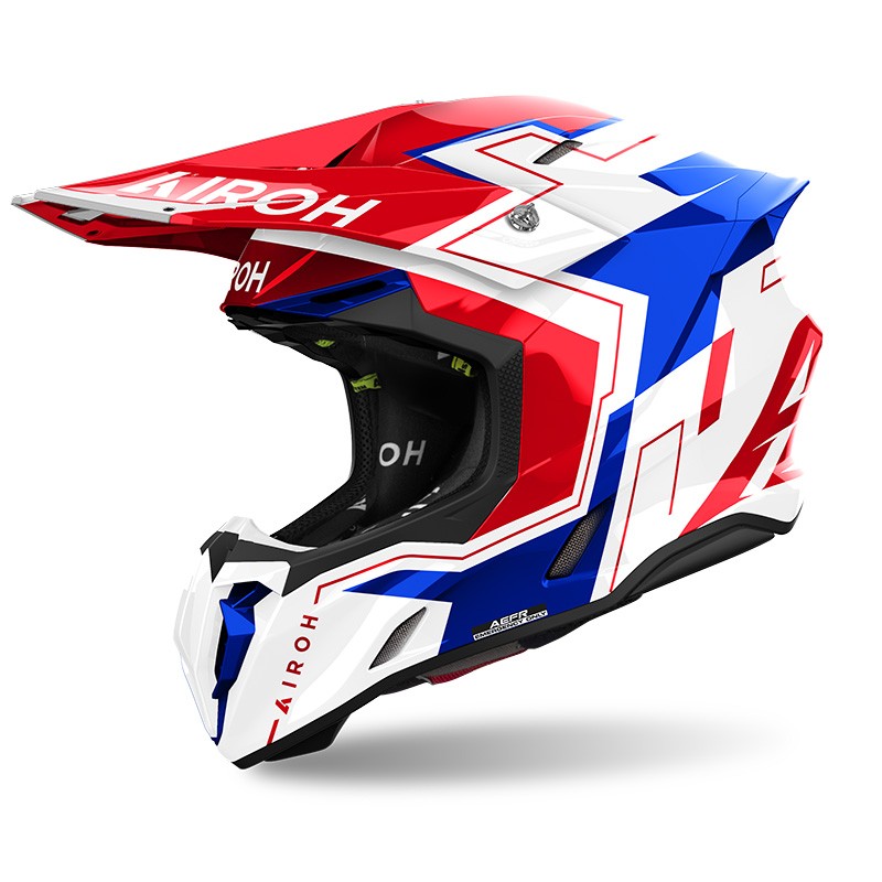 Casco moto cross Airoh Twist 3 DIZZY WHITE RED BLU enduro motard off road helmet casque