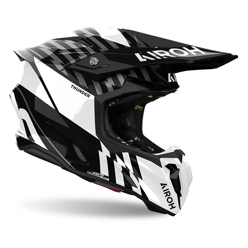 Casco moto cross Airoh Twist 3 THUNDER BLACK WHITE enduro motard off road helmet casque