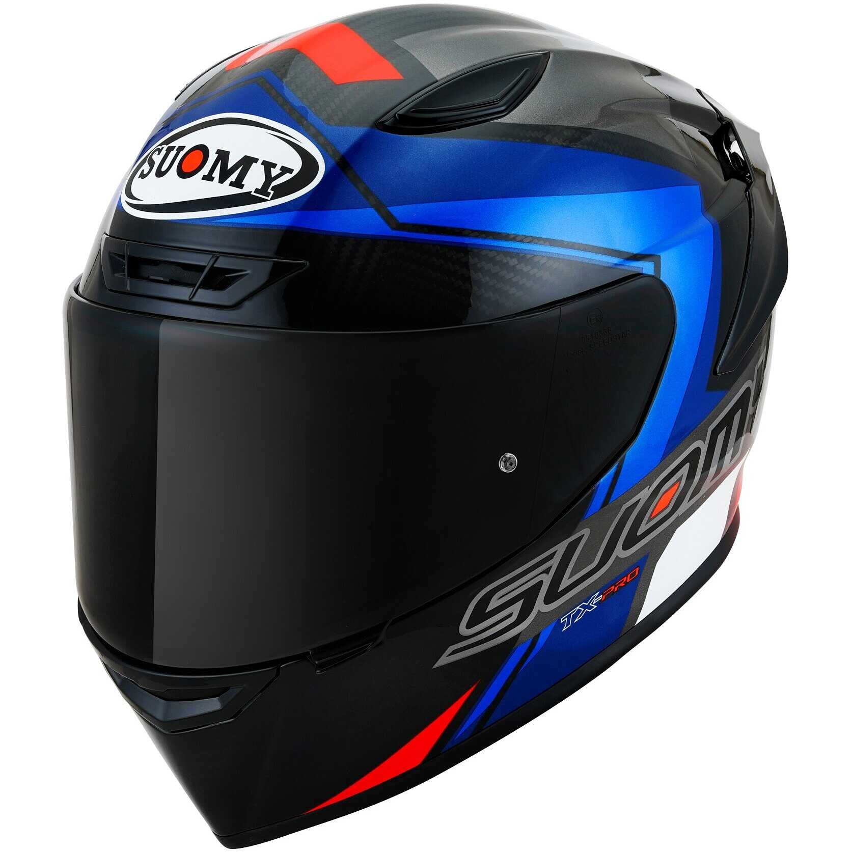 Casco integrale fibra moto Suomy TX-PRO Carbon GLAM BLU helmet casque