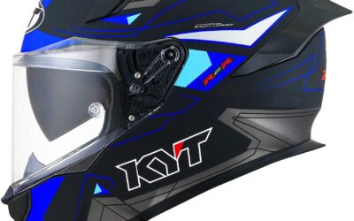Casco integrale KYT R2R E06 Led Matt Black Blue helmet Casque