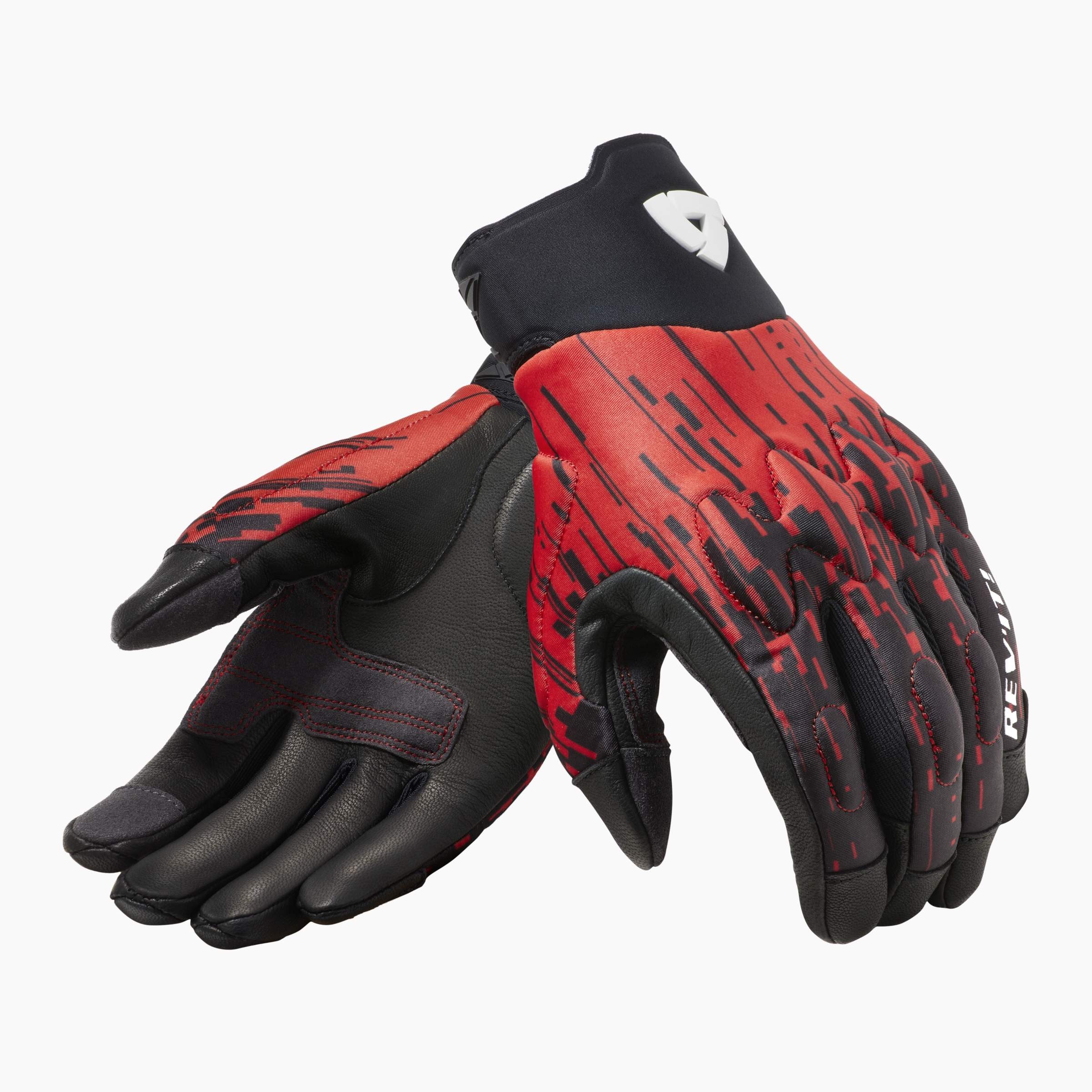 Guanti moto estivi Revit SPECTRUM nero ROSSO black NEON RED gloves