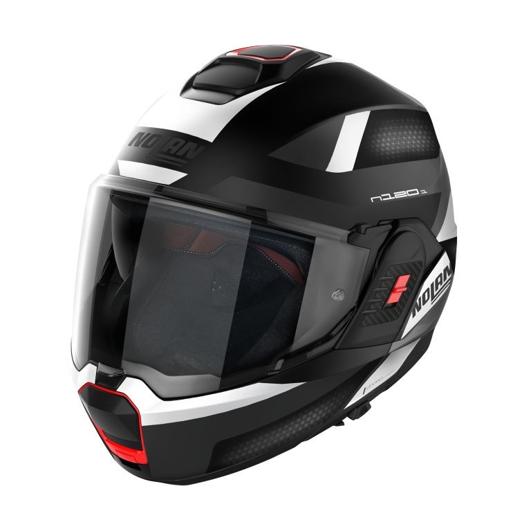 CASCO moto Nolan N120-1 SUBWAY NERO BIANCO BLACK WHITE 21 modulare REVERSIBILE moto flip back helmet casque
