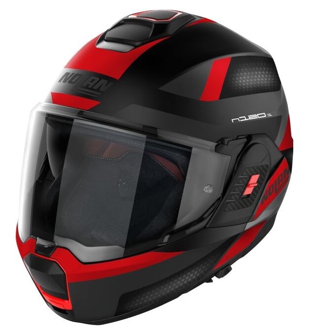CASCO moto Nolan N120-1 SUBWAY NERO ROSSO BLACK RED 22 modulare REVERSIBILE moto flip back helmet casque