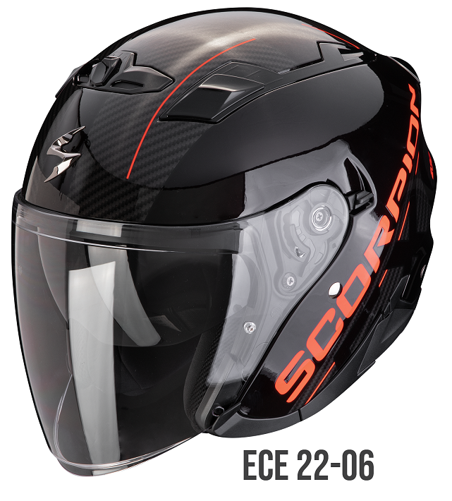 Casco jet Scorpion Exo 230 QR NERO ROSSO BLACK RED helmet casque