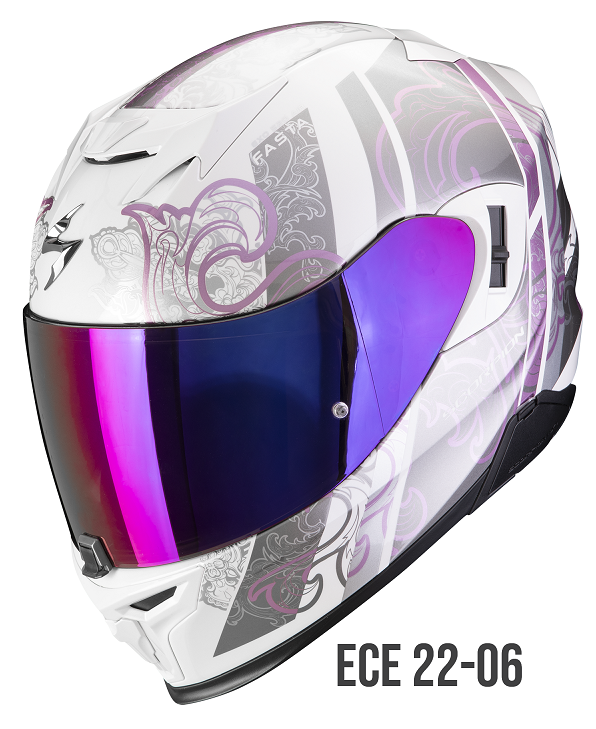 Casco integrale donna Scorpion Exo 520 evo FASTA BIANCO VIOLA WHITE VIOLET LADY WOMAN fullface helmet casque