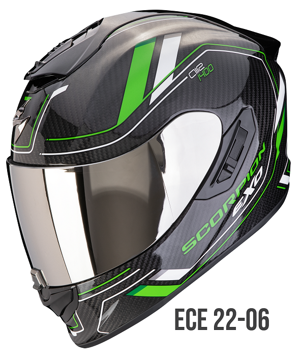 Casco integrale carbonio moto Scorpion Exo 1400 EVO 2 Carbon MIRAGE VERDE GREEN helmet casque