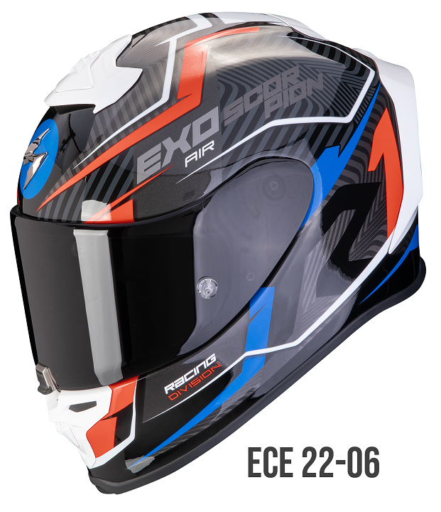 Casco integrale moto fibra Scorpion Exo R1 EVO COUP ROSSO BIANCO BLU RED WHITE helmet casque