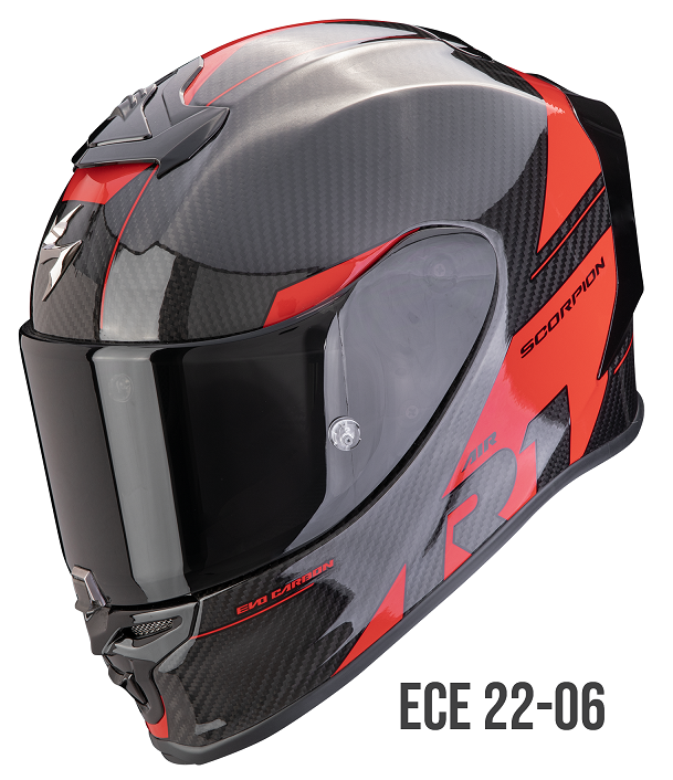 Casco integrale moto fibra carbonio Scorpion Exo R1 EVO Carbon RALLY ROSSO RED helmet casque