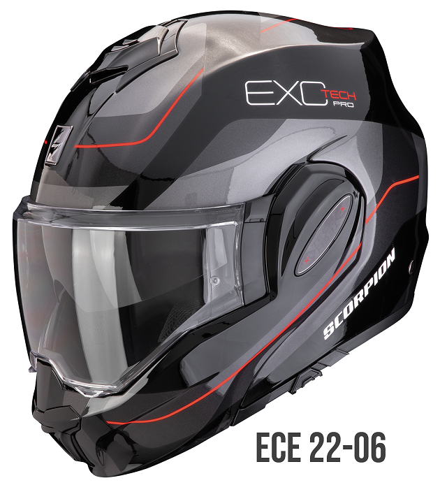 Casco modulare Scorpion EXO-TECH EVO PRO COMMUTA ROSSO RED reversibile flip back helmet casque