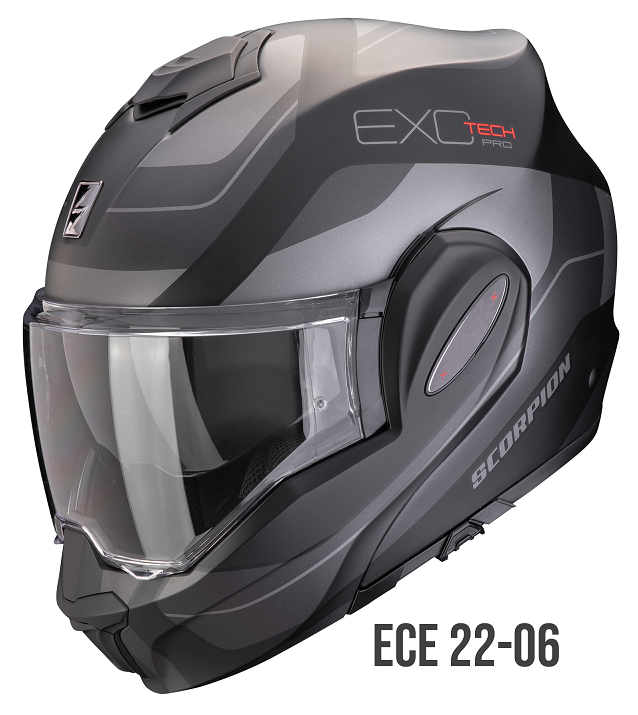 Casco modulare Scorpion EXO-TECH EVO PRO COMMUTA SILVER reversibile flip back helmet casque