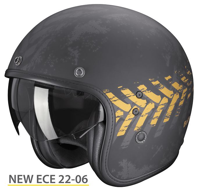 Casco jet Scorpion Exo BELFAST EVO NEVADA ORO GOLD vintage scrambler retro custom city helmet casque