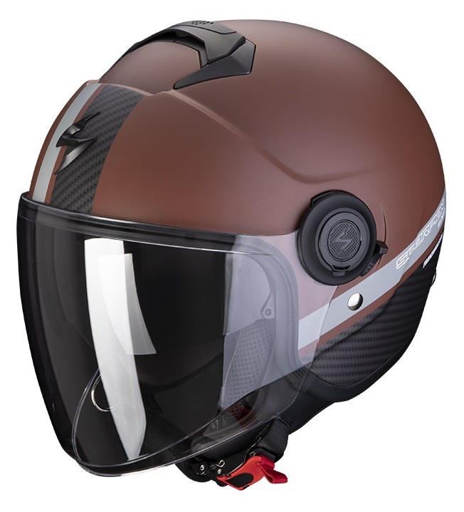 Casco jet con visierino parasole interno Scorpion Exo city Strada marrone brown helmet casque