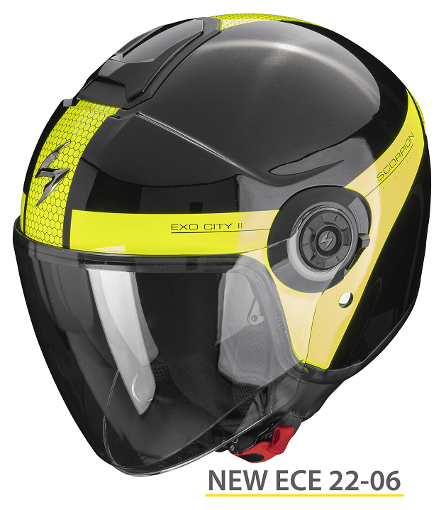 Casco jet Scorpion Exo City II SHORT YELLOW helmet casque
