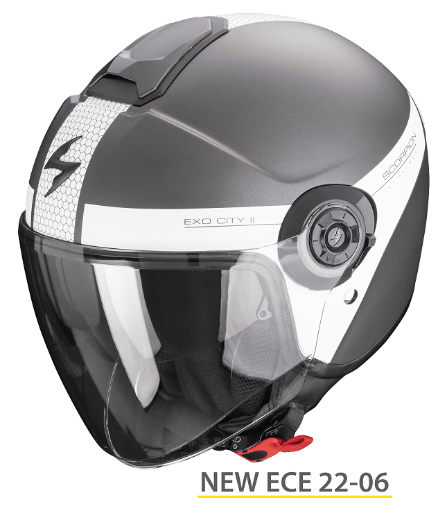 Casco jet Scorpion Exo City II SHORT GRIGIO OPACO BIANCO SILVER MAT WHITE helmet casque