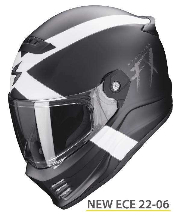 Casco integrale fibra vintage SCORPION EXO COVERT FX NERO OPACO BIANCO BLACK MATT WHITE naked scrambler fiber Helmet casque