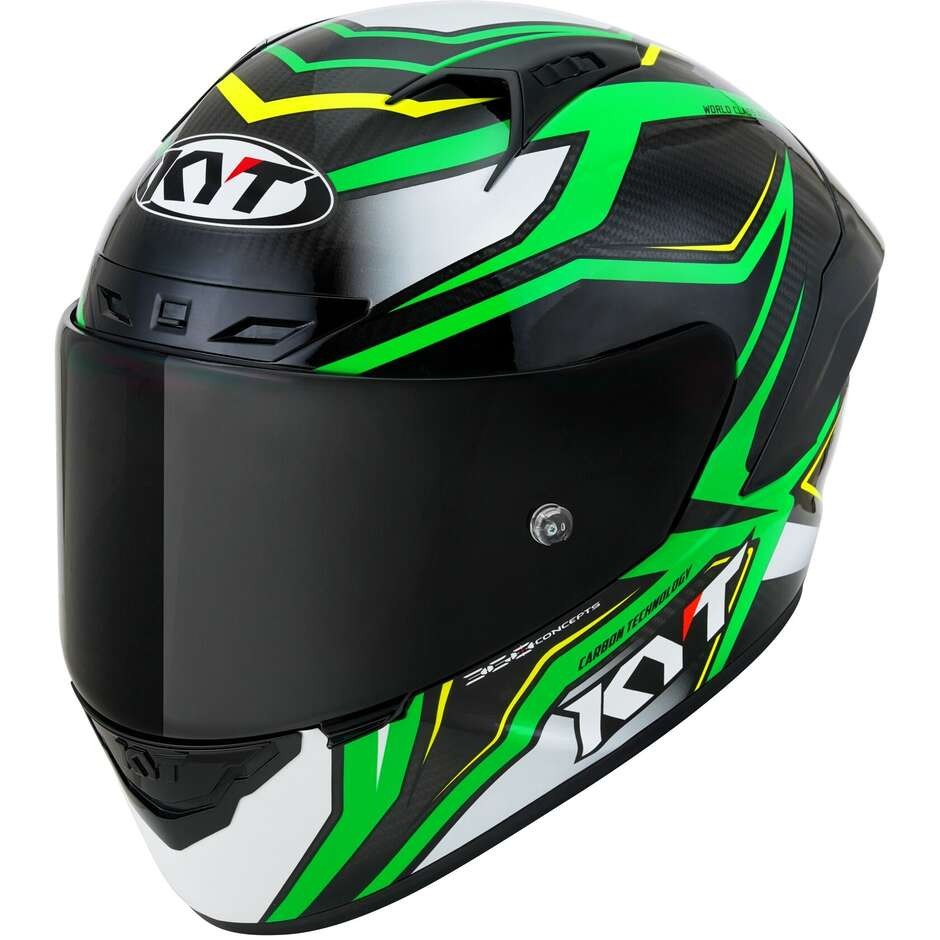 Casco integrale KYT NZ RACE Carbon Stride Green White helmet