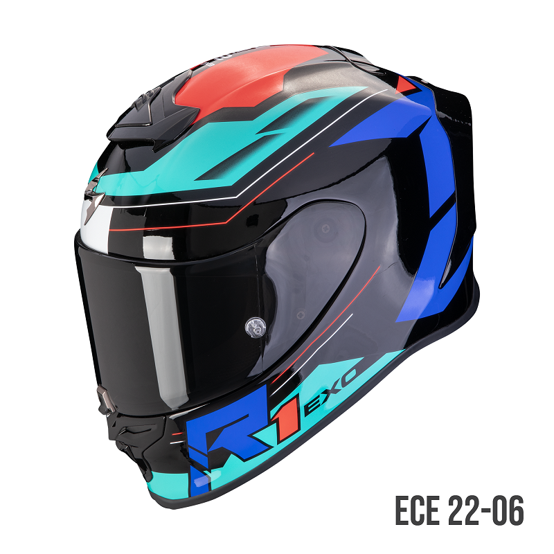 Casco integrale moto fibra Scorpion Exo R1 EVO BLAZE ROSSO BLU RED helmet casque