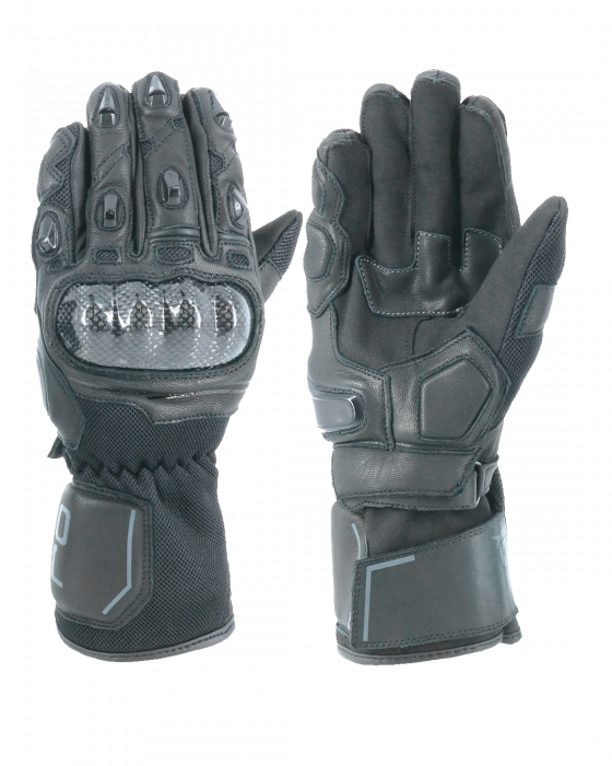 Guanti Oj Rank Man nero black gloves moto leather