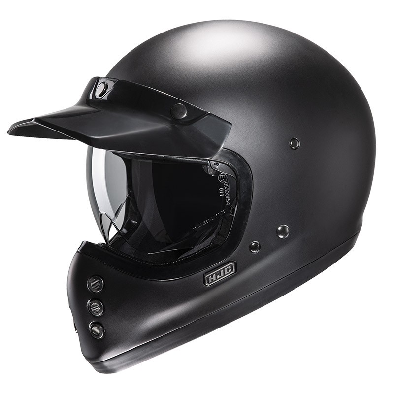 Casco integrale CROSS fibra vintage Hjc V60 NERO OPACO BLACK MATT naked scrambler OFF ROAD fiber Helmet casque